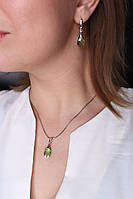 Срібний кулон із кришталем зеленого кольору Swarovski "Крапля океану", фото 4