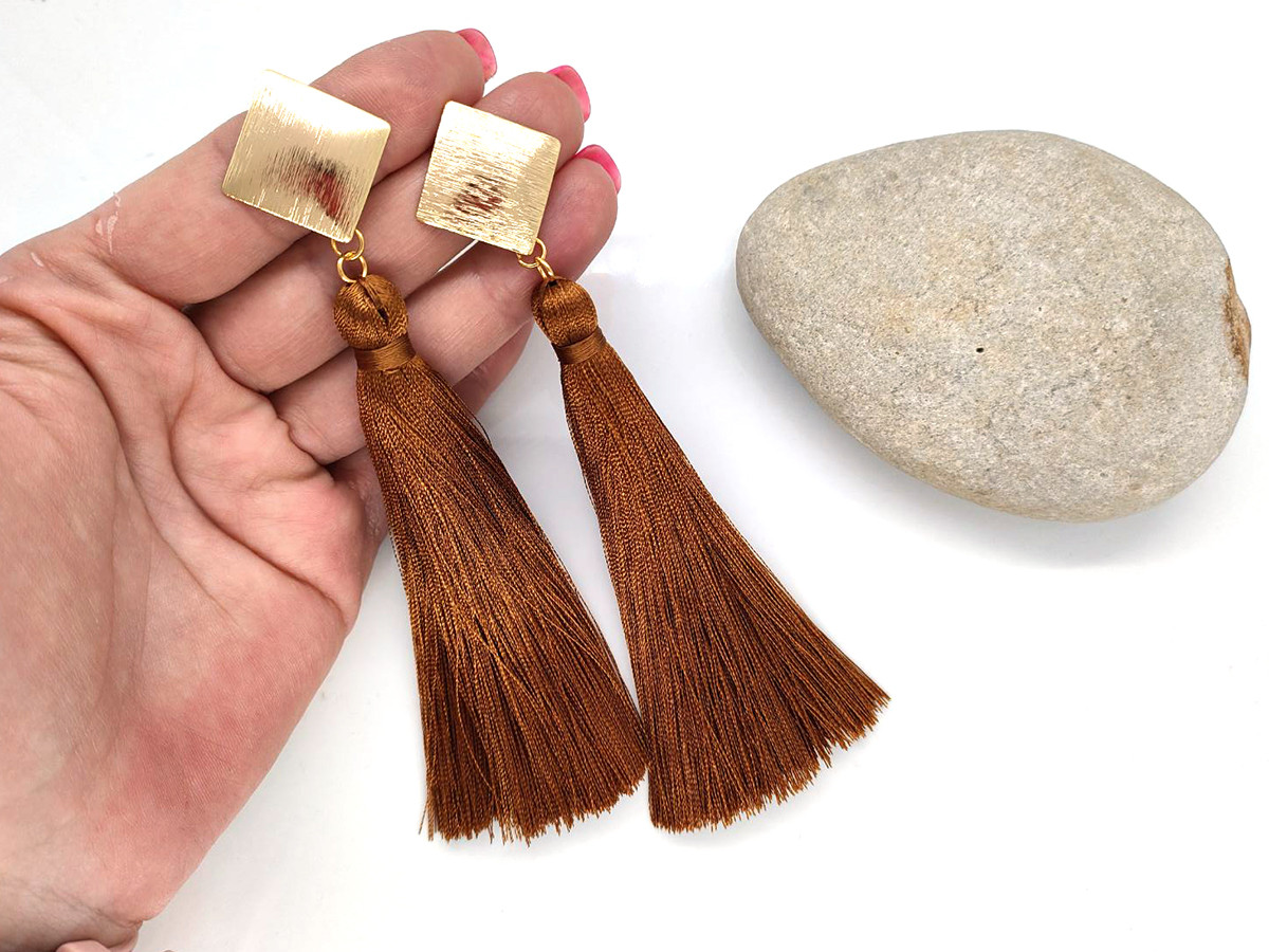 Сережки з китицями Шоколадне золото, фото 1