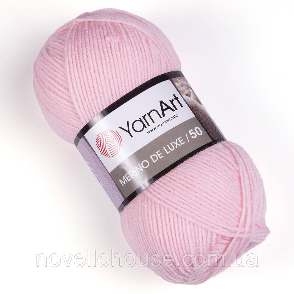 Yarnart MERINO DE LUXE 50 (Меріно де Люкс 50) № 217 світло-рожевий (Пряжа напівшерсть, нитки для в'язання)