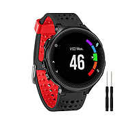 Ремешок для умных часов Garmin Forerunner 220/230/235/620/630/735XT, ширина ремешка 22 мм, черный с красным