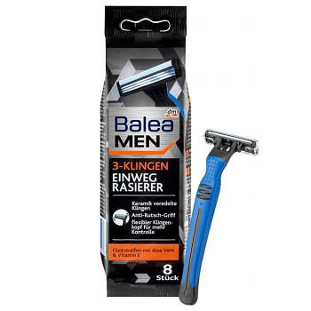 Станок для гоління Balea для чоловіків з 3 лезами 8 шт бритва для чоловіків
