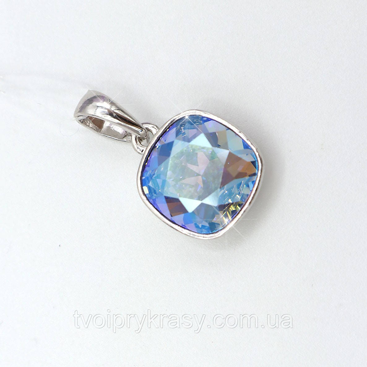 Срібний кулон із кришталем блакитного кольору Swarovski "Лагуна"