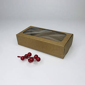Коробка для макаронів, 200*100*50 мм, з вікном, крафт