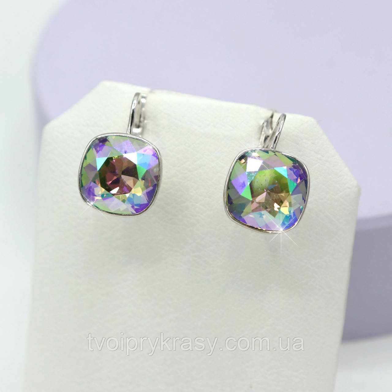 Срібні сережки з Swarovski "Лагуна"