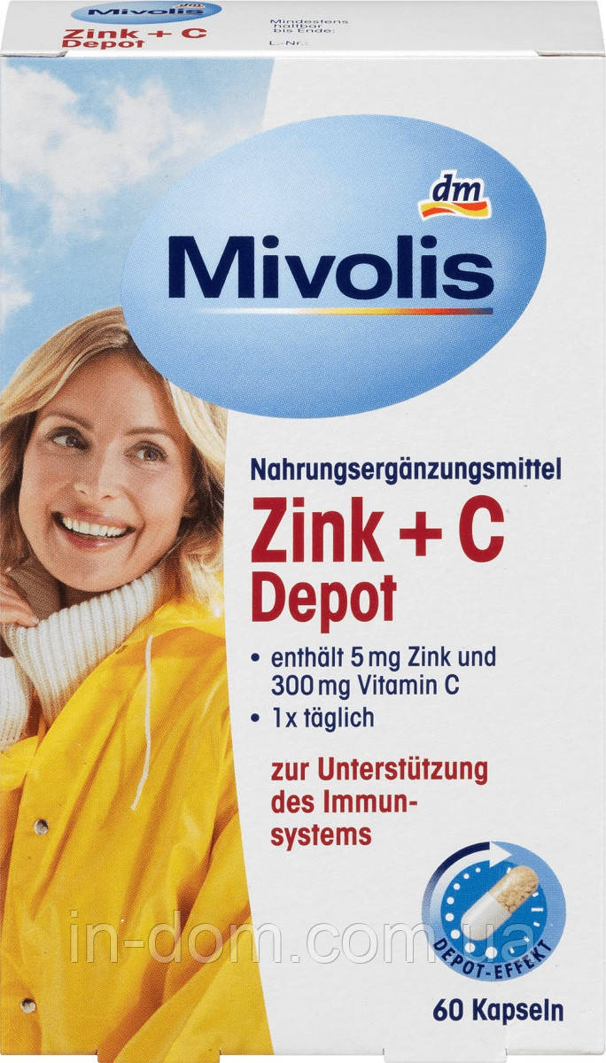 Mivolis Zink + C Depot-Kapseln вітамінний комплекс Zink + Vitamin C для імунітету 60 шт.