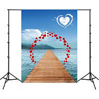 Фотофон, фон для фото виниловый текстурный 1.5×2.1 м Море + Сердца (TBD0363083101C)
