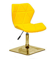 Стілець Torino 4 GD-Base жовтий 1006 шкірозамінник, на золотій квадратній базі з регулюванням висоти сидіння, фото 3