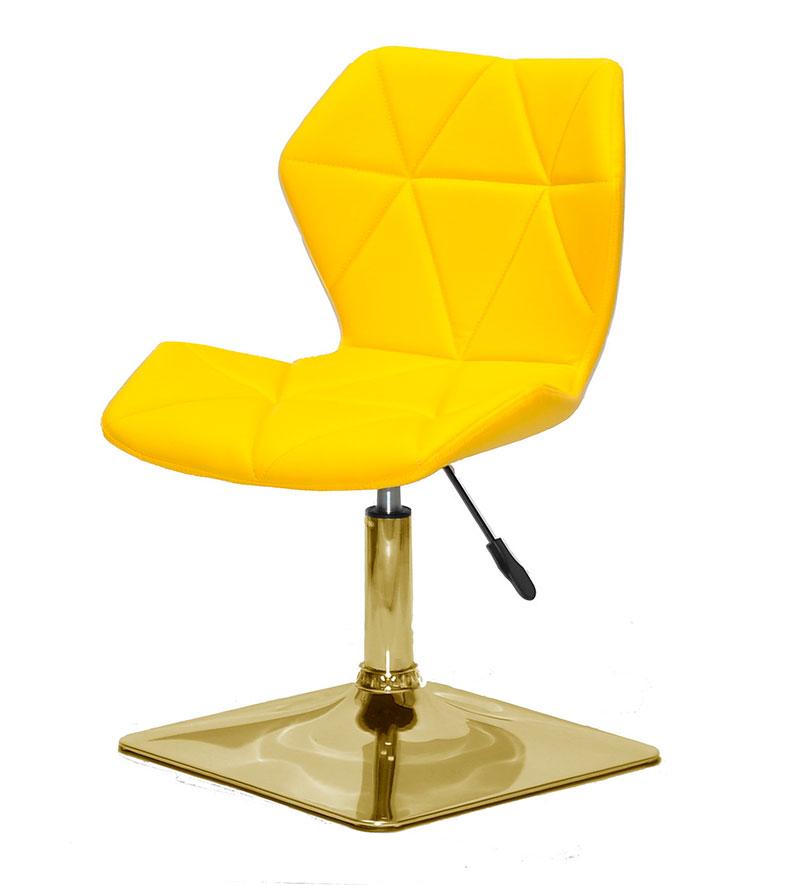 Стілець Torino 4 GD-Base жовтий 1006 шкірозамінник, на золотій квадратній базі з регулюванням висоти сидіння, фото 1