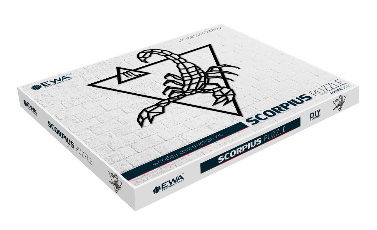 Панно інтер'єрне дерев'яне на стіну ZODIAC SIGNS: SCORPIUS 75,2x79,3x0,7см. 254ел. Знаки зодіаку: Скорпіон