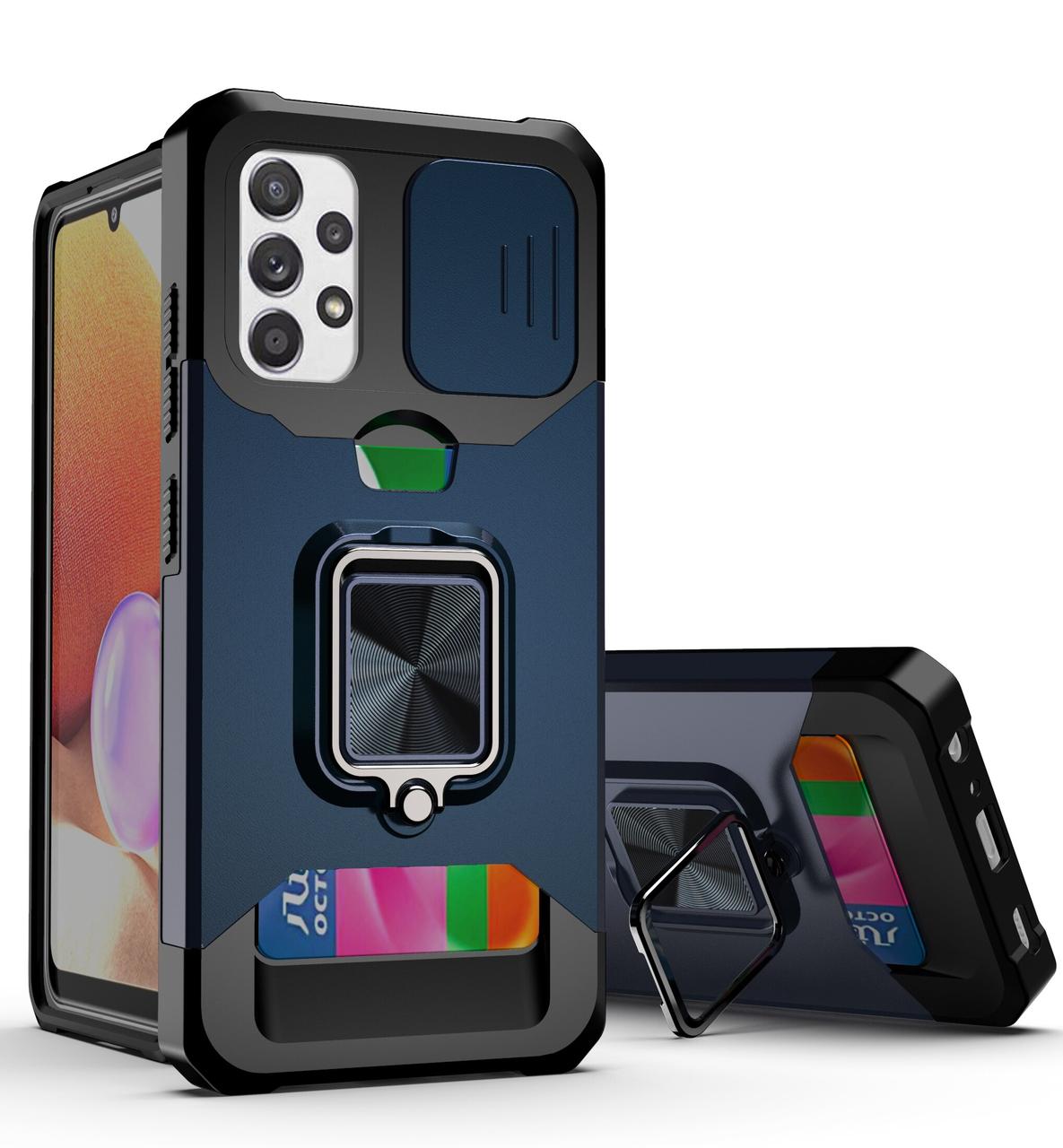 Протиударний чохол CamShield Card Ring з підставкою для Samsung Galaxy A52 A52s (2021) A526 Blue