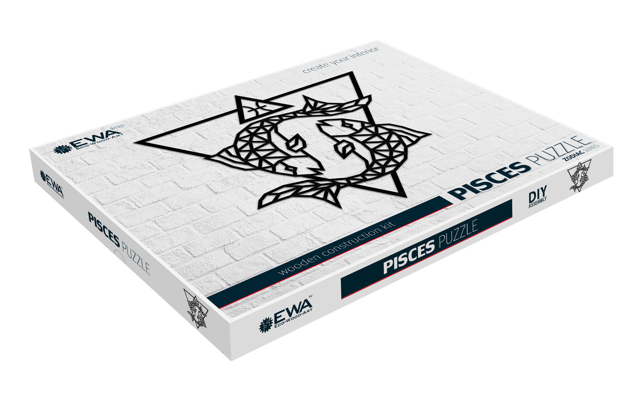 Панно інтер'єрне дерев'яне на стіну ZODIAC SIGNS: PISCES 74,3x72x0,7см. 309ел. Знаки зодіаку: Риби