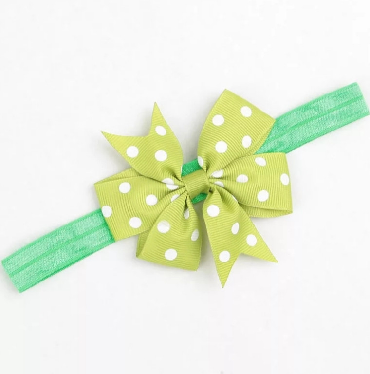 Дитяча пов'язка в горох one size салатовий, фото 1