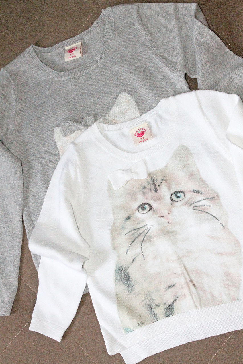 Дитячий бавовняний светр на дівчинку "Мяу", фото 1