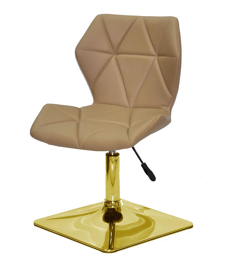 Стілець Torino 4 GD-Base бежевий 1009 шкірозамінник, золота квадратна опора-нога з регулюванням висоти сидіння, фото 1