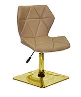 Стілець Torino 4 GD-Base бежевий 1009 шкірозамінник, золота квадратна опора-нога з регулюванням висоти сидіння, фото 3