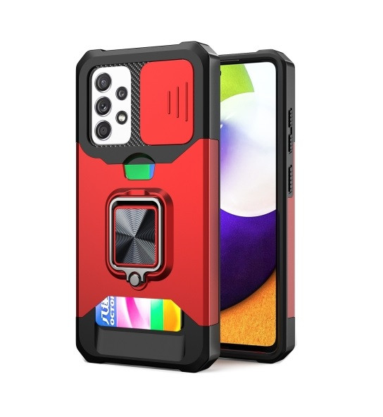 Протиударний чохол CamShield Card Ring з підставкою для Samsung Galaxy A52 A52s (2021) A526 Red