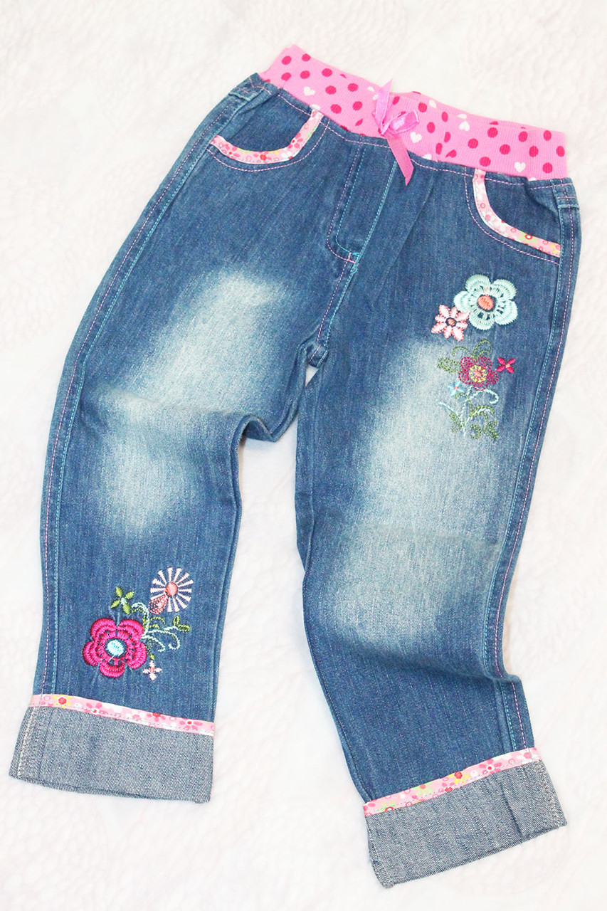 Дитячі якісні джинси на дівчинку з вишивкою