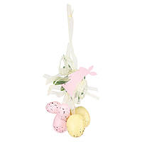 Декоративная пасхальная подвесная композиция "Розовый кролик" 21х10 см