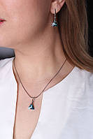 Срібні сережки з кришталем блакитного кольору Swarovski "Трикутник", фото 3