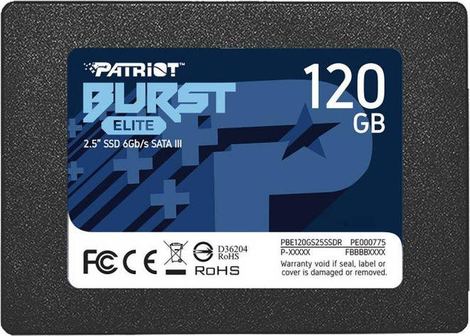 Накопичувач SSD 120GB Patriot Burst Elite 2.5" SATAIII TLC (PBE120GS25SSDR), Гарантія 36мес, фото 1