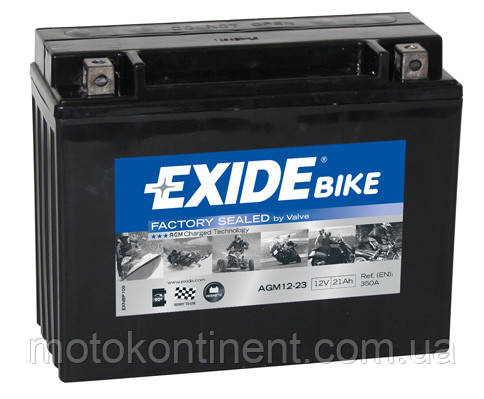 Акумулятор для мотоцикла гелевий EXIDE SLA12-23 = AGM12-23 21Ah 205x86x162 - фото 4 - id-p398914065