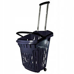Кошик покупця на 38 л, висувна ручка, кошик торговий з колесами, кошик покупця на колесах