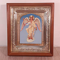 Икона Ангел Хранитель , лик 10х12 см, в светлом прямом деревянном киоте