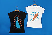 Парные футболки мужская и женская с принтом Любовь Морковь для Влюблённых