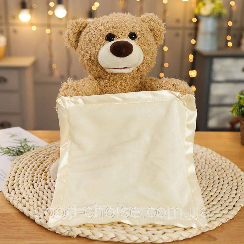 Дитяча м'яка іграшка Ведмедик (25 см) Peekaboo Bear / Інтерактивна плюшева іграшка для малюка, фото 1