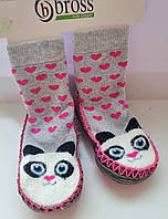 Шкарпетки-тапочки для дівчинки р.(12-18) Bross Сірі шкарпетки для дівчинки 12-18 місяців Панда