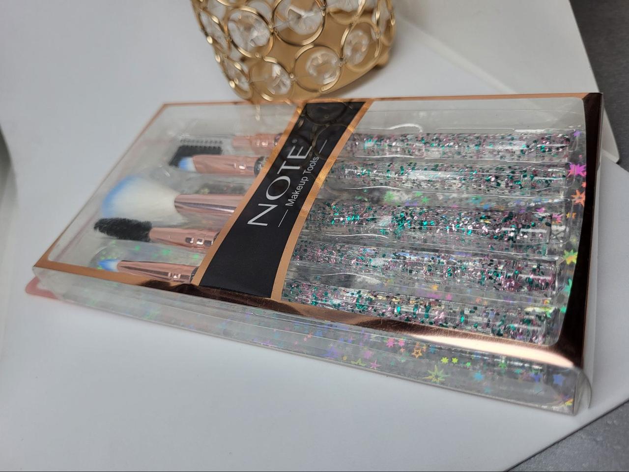 Набір пензлів для макіяжу (5 шт.) note makeup tools (блакитні)