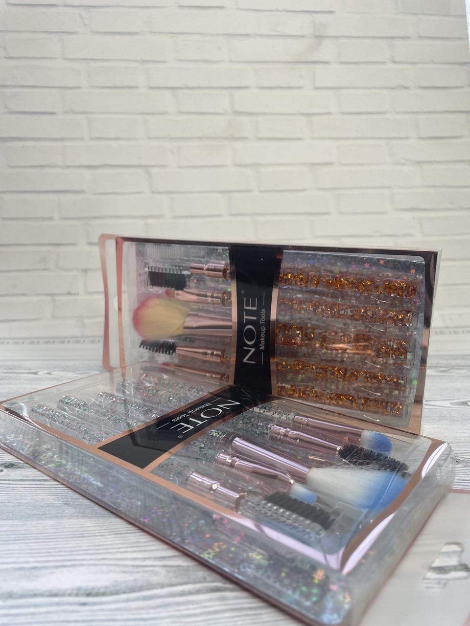 Набір пензлів для макіяжу Note Makeup Tools (5 шт) - рожеві - компактні акрилові ручки