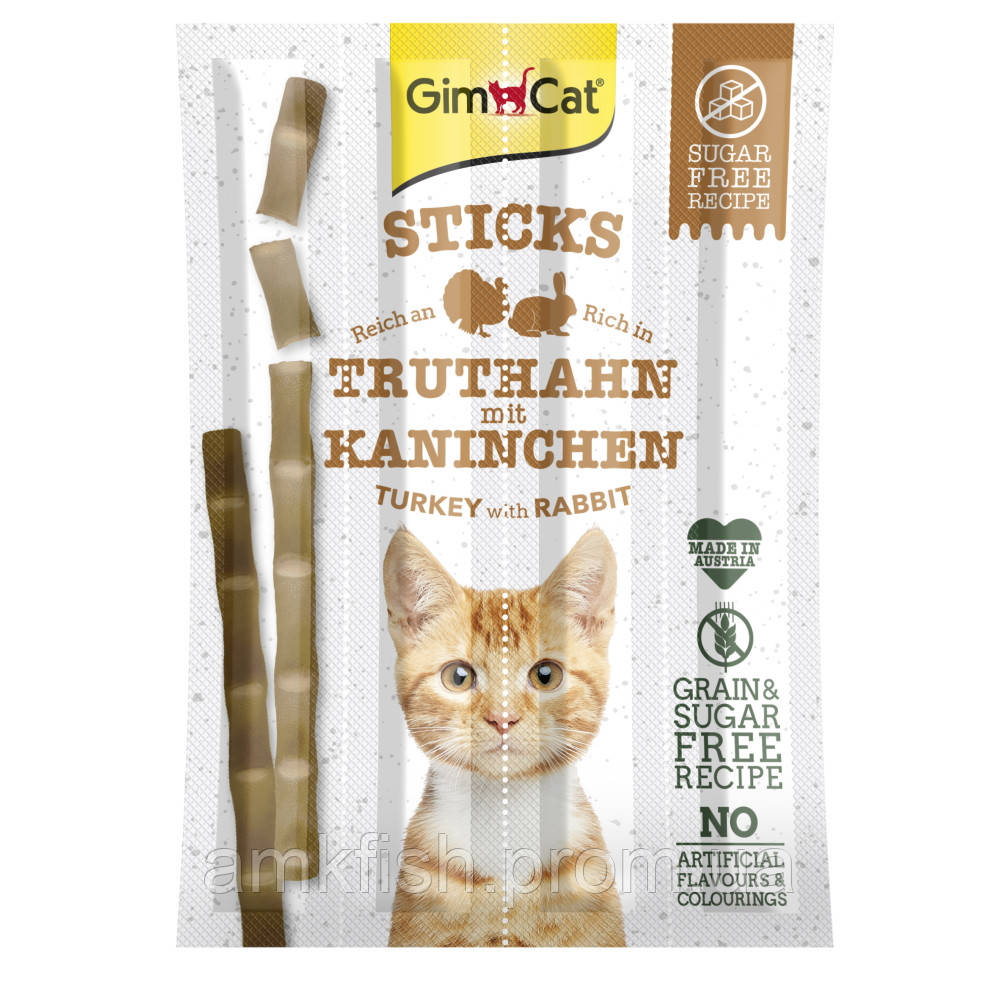 Лакомство для кошек GimCat витаминные палочки с индейкой и кроликом 4шт - фото 1 - id-p58153487