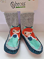 Шкарпетки-тапочки для дівчинки ( 22-23) р.15 Bross шкарпетки для дівчинки 2-3 роки Сірі з дівчинкою