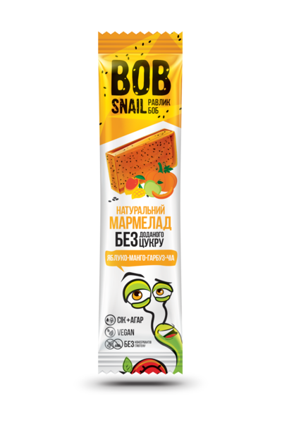Натуральні цукерки Bob Snail Яблуко-Манго-Гарбуз-Чіа 38 г