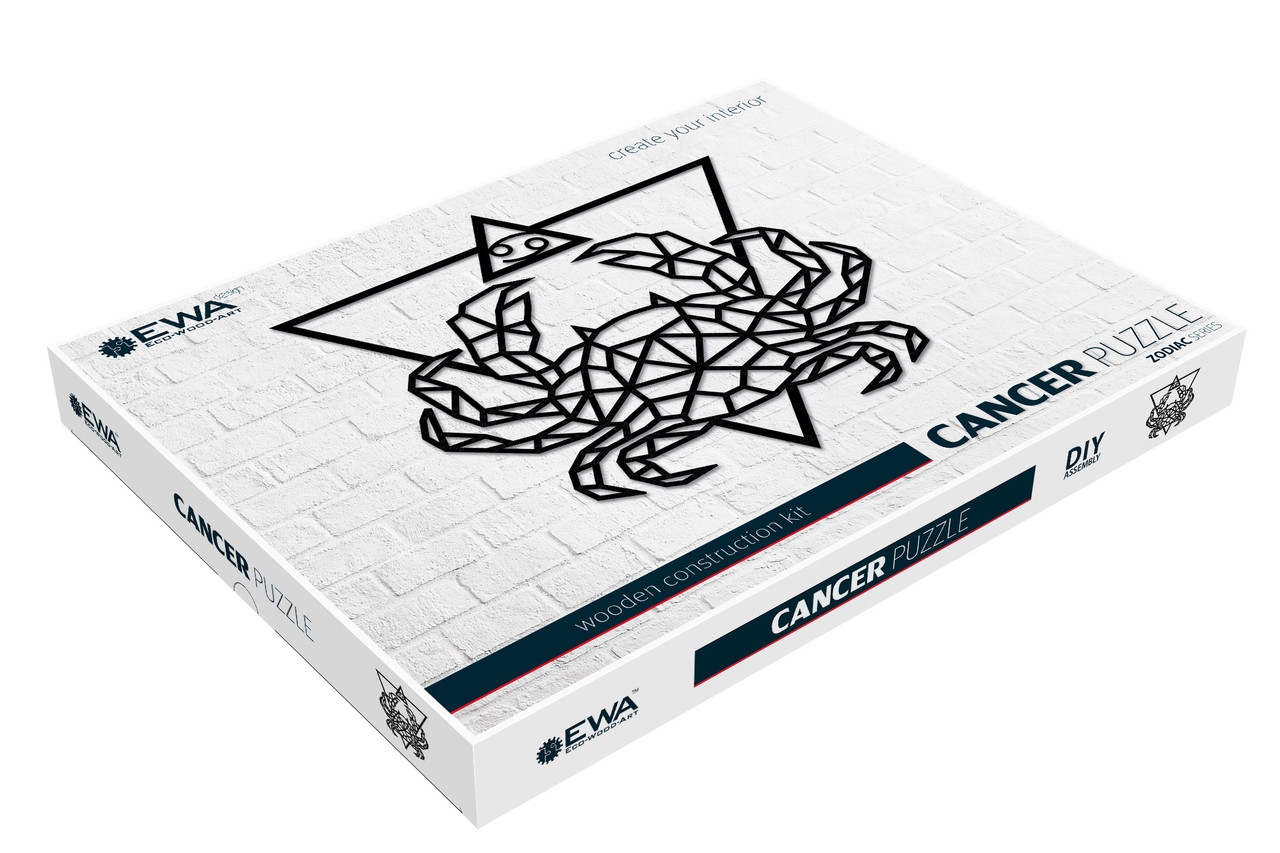 Панно інтер'єрне дерев'яне на стіну ZODIAC SIGNS: CANCER 74,3x72x0,7см. 343ел. Знаки зодіаку Рак