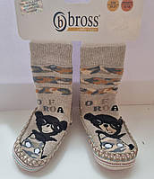 Шкарпетки-тапочки для дівчинки р.(12-18) Bross Бежеві шкарпетки черевички для дівчинки 12-18 місяців