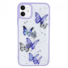 Чохол накладка для Apple iPhone 11 Alitek Batterfly Метелики з блискітками Purple