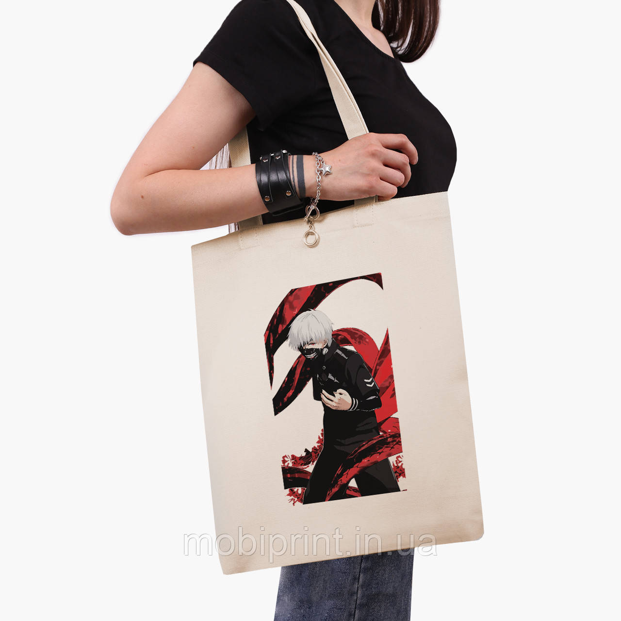 Еко сумка Токійський гуль Кен Канекі (Tokyo Ghoul) (9227-3526-BG) бежева класік саржа