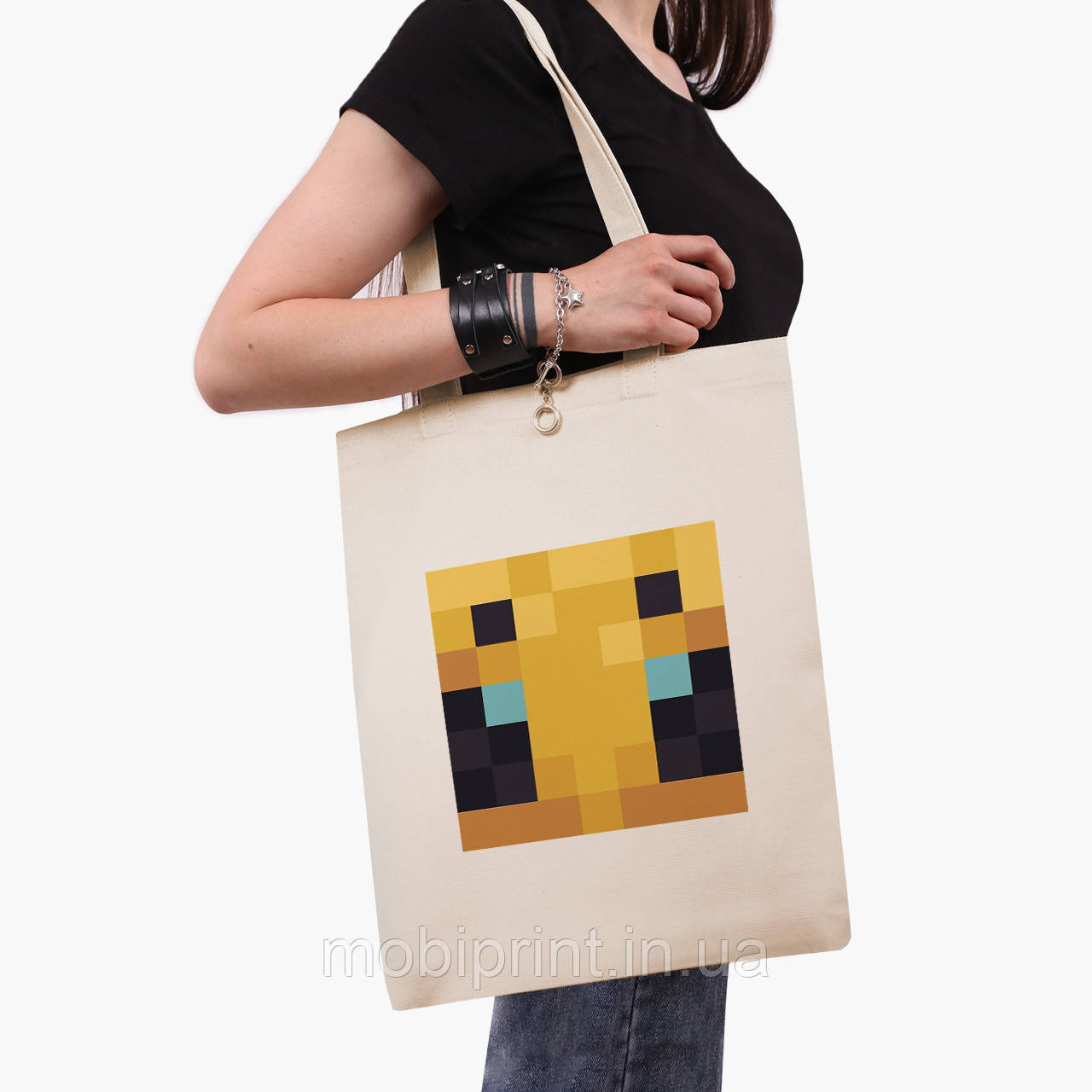 Еко сумка Майнкрафт (Minecraft Bee face) (9227-3612-BG) бежева класік саржа