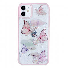 Панель чохол для Apple iPhone 11 Pro Alitek Batterfly Метелики з блискітками Pink