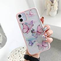 Чохол панель для Apple iPhone 7/8 і SE 2020 Alitek Метелики та блискітки Pink, фото 5