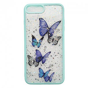 Чохол накладка для Apple iPhone 7 Plus / 8 Plus Alitek Метелики з блискітками Mint, фото 1