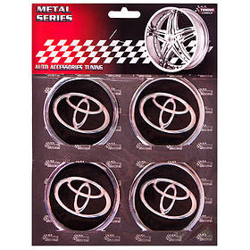 Наклейки на ковпаки, діам. 60 мм "TOYOTA" чорні (4 шт.)