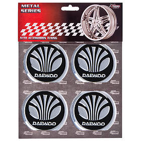 Наклейки на ковпаки, діам. 55 мм "DAEWOO" чорні (4 шт.)