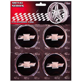 Наклейки на ковпаки, діам. 60 мм "CHEVROLET" чорні з жовтим (4 шт.)