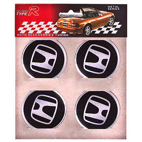 Наклейки на ковпаки, діам. 55 мм "HONDA" чорні (4 шт.) (D)