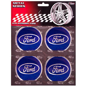 Наклейки на ковпаки, діам. 60 мм "FORD" сині (4 шт.)