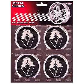 Наклейки на ковпаки, діам. 60 мм "RENAULT" чорні (4 шт.)