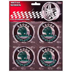 Наклейки на ковпаки, діам. 60 мм "SKODA" зелені (4 шт.)